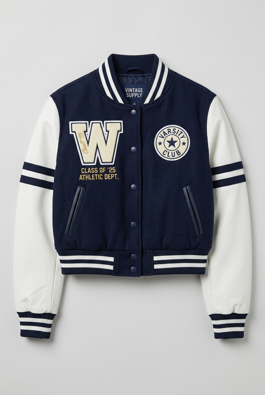 Cropped Letterman Varsity Jacket