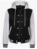 Classic Black & White Hooded Varsity Jacket