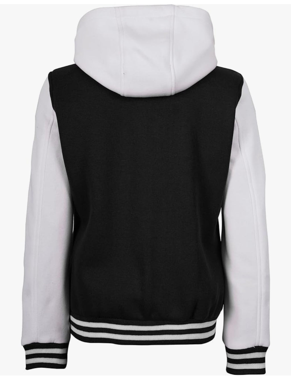 Classic Black & White Hooded Varsity Jacket