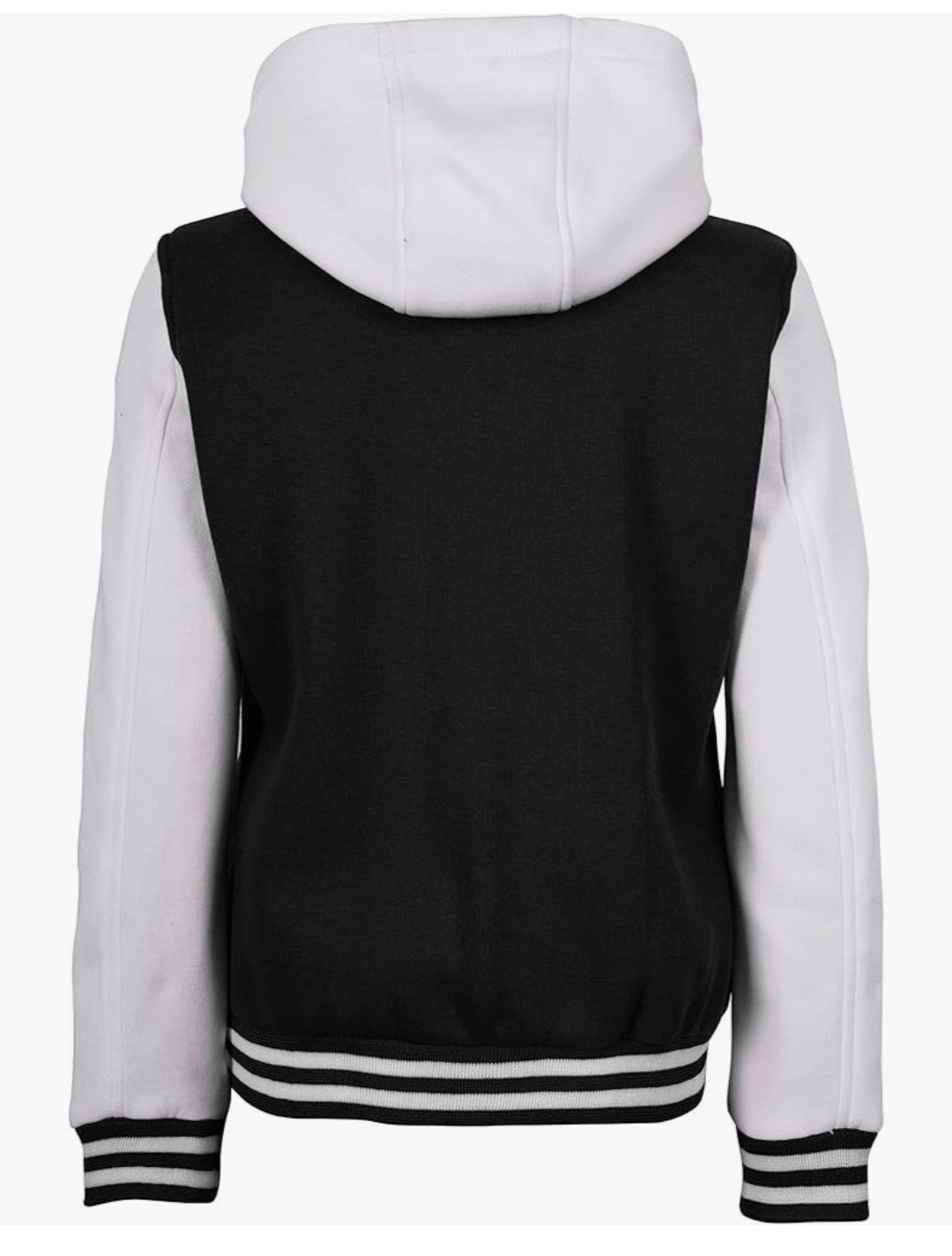 Classic Black & White Hooded Varsity Jacket