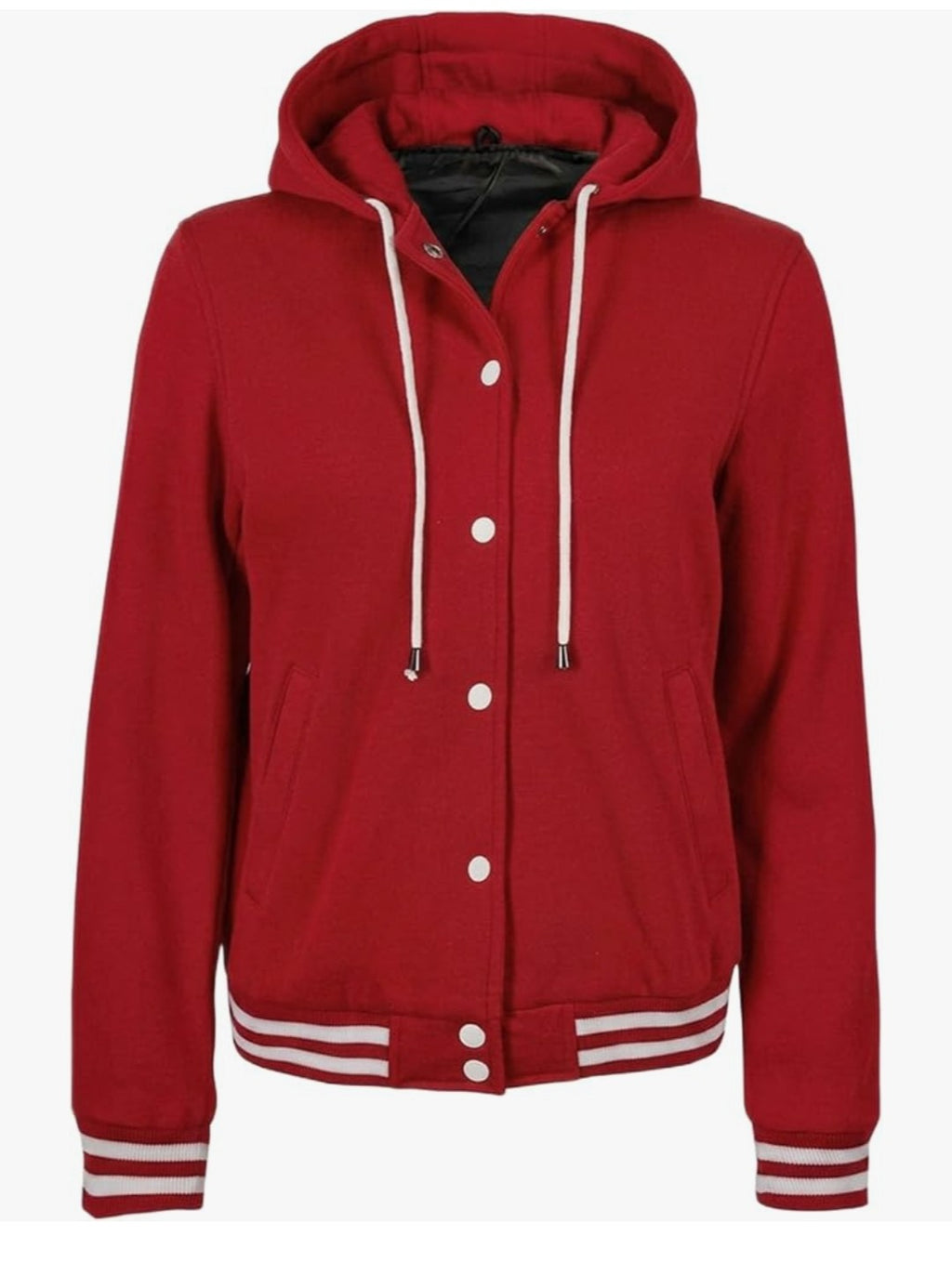 Classic Red Hooded Varsity Jacket