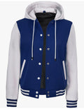 Classic Royal Blue & White Hooded Varsity Jacket