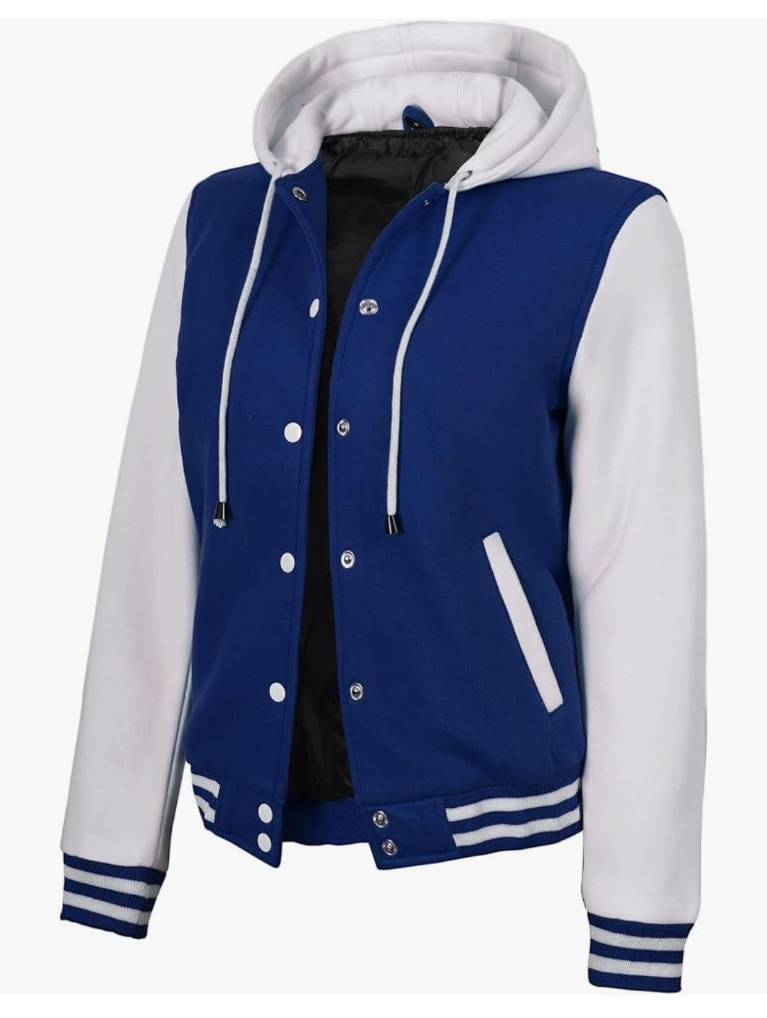 Classic Royal Blue & White Hooded Varsity Jacket