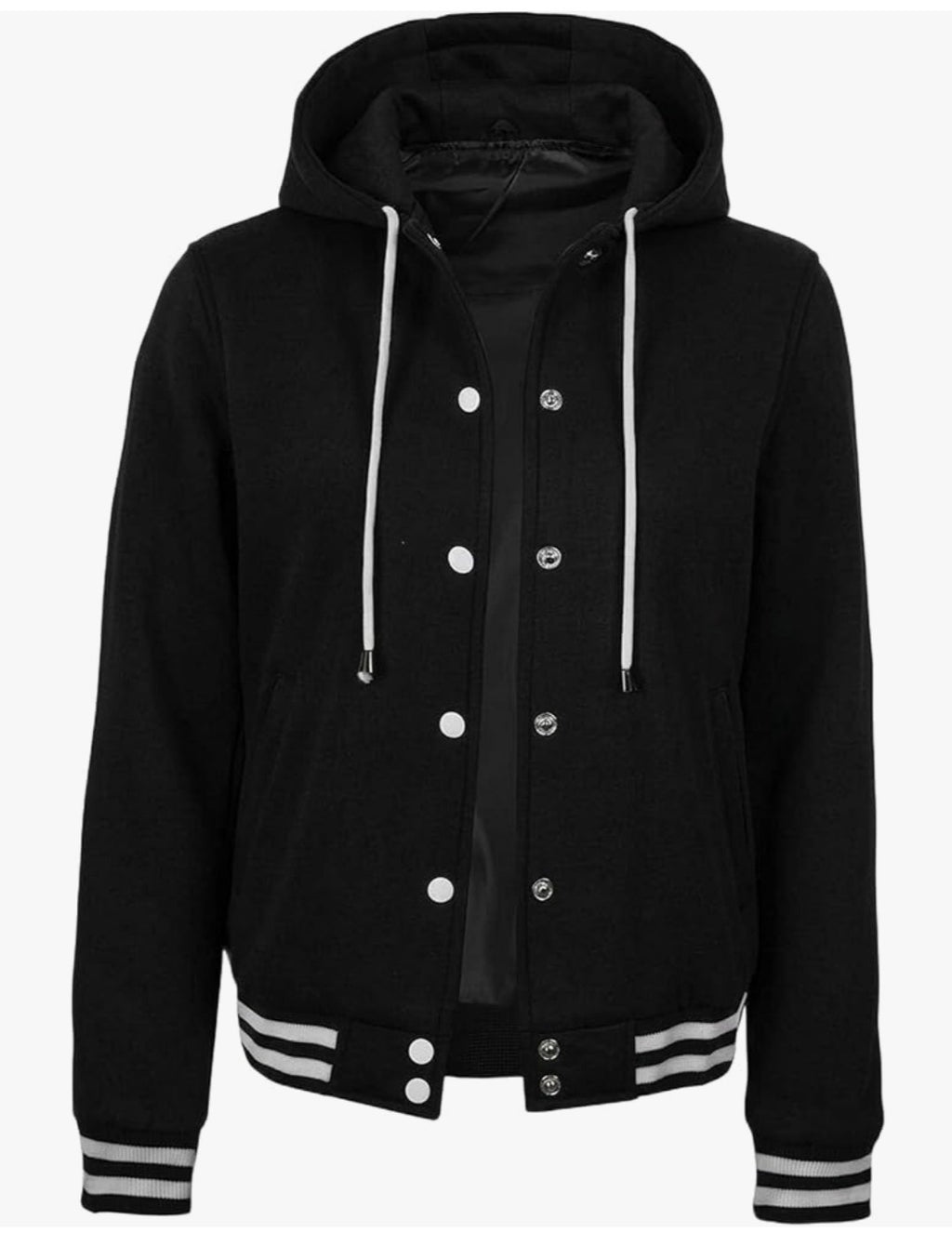 Classic Black Hooded Varsity Jacket