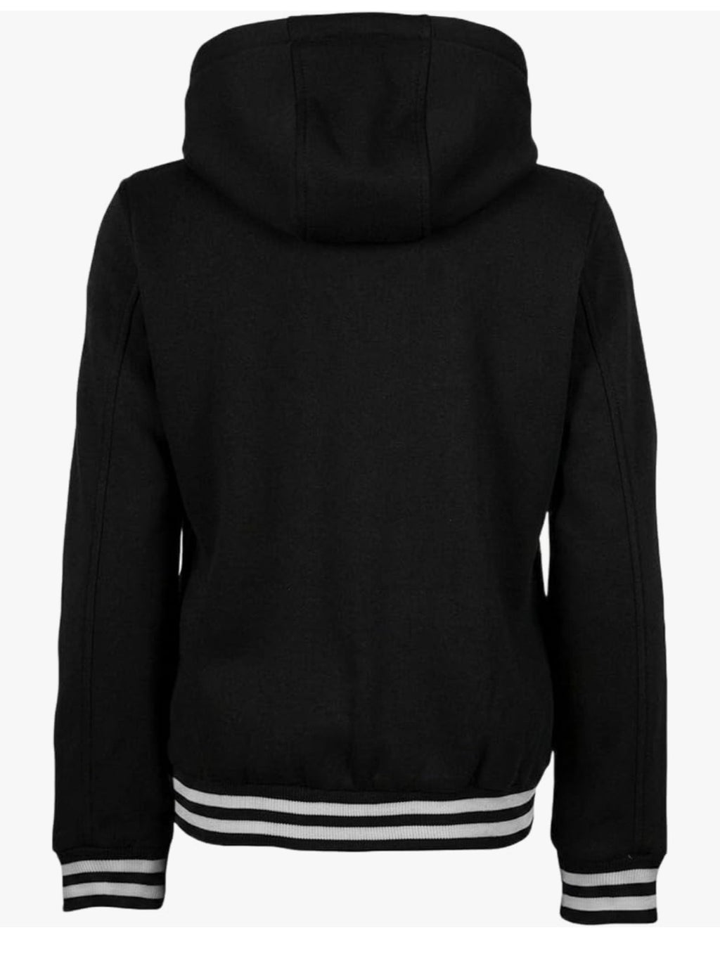 Classic Black Hooded Varsity Jacket