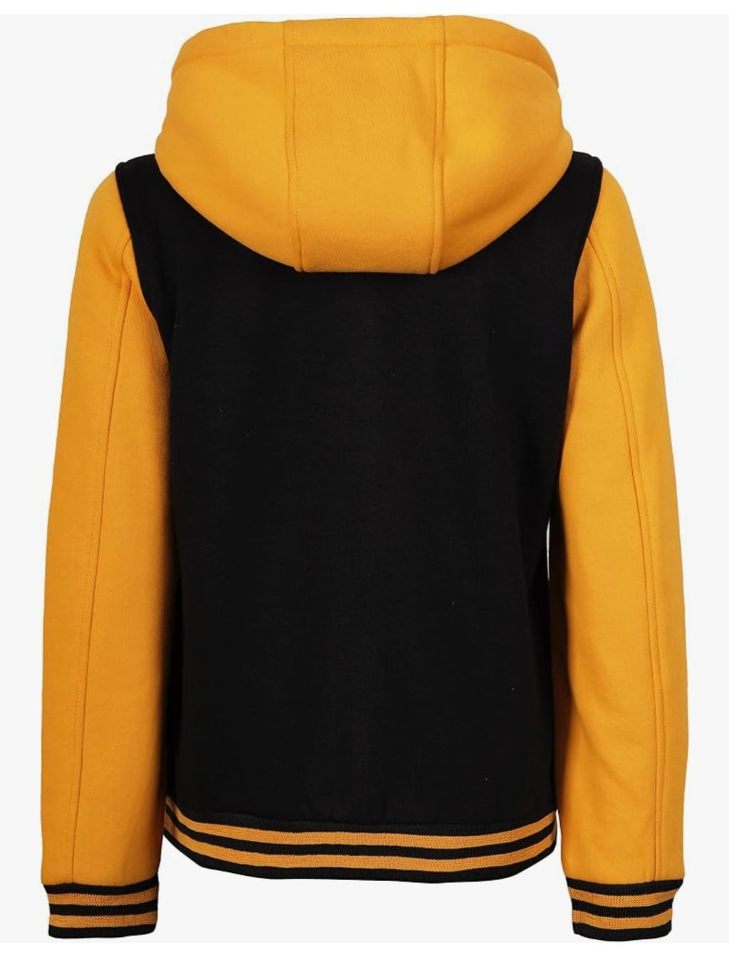 Classic Black & Mustard Yellow Hooded Varsity Jacket