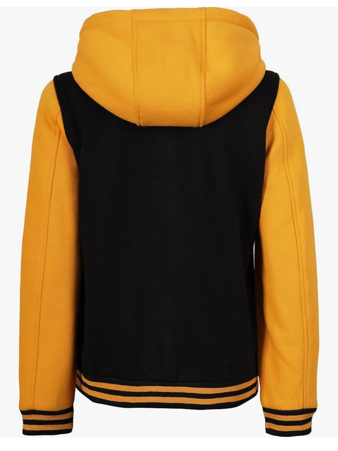 Classic Black & Mustard Yellow Hooded Varsity Jacket