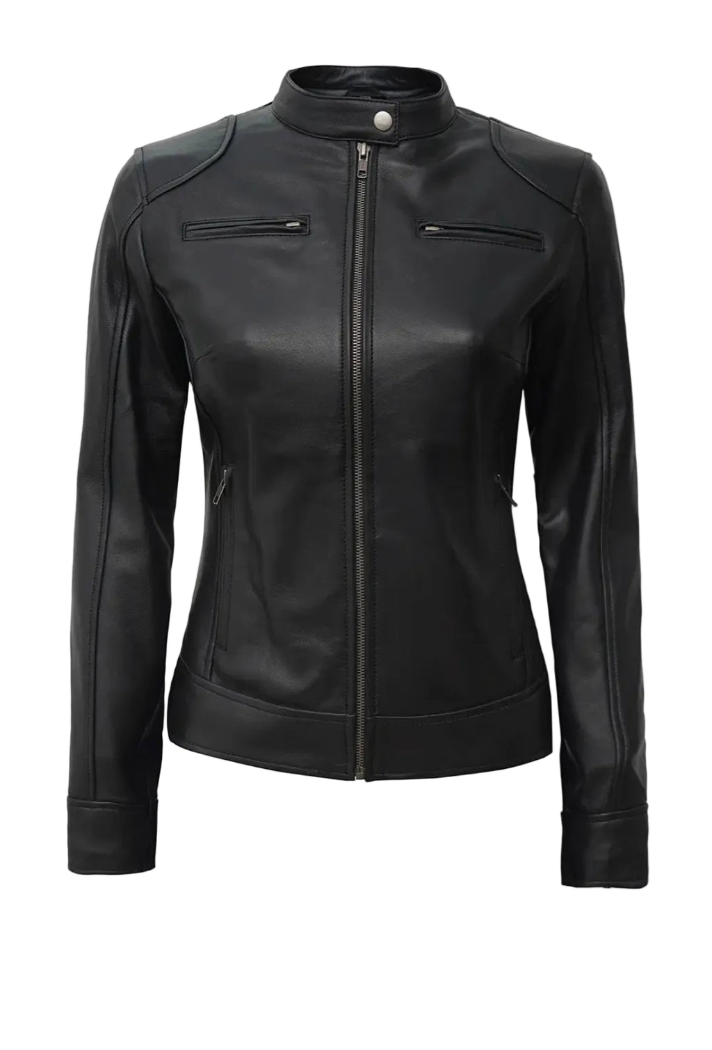 Black Slim Fit Biker Leather Jacket