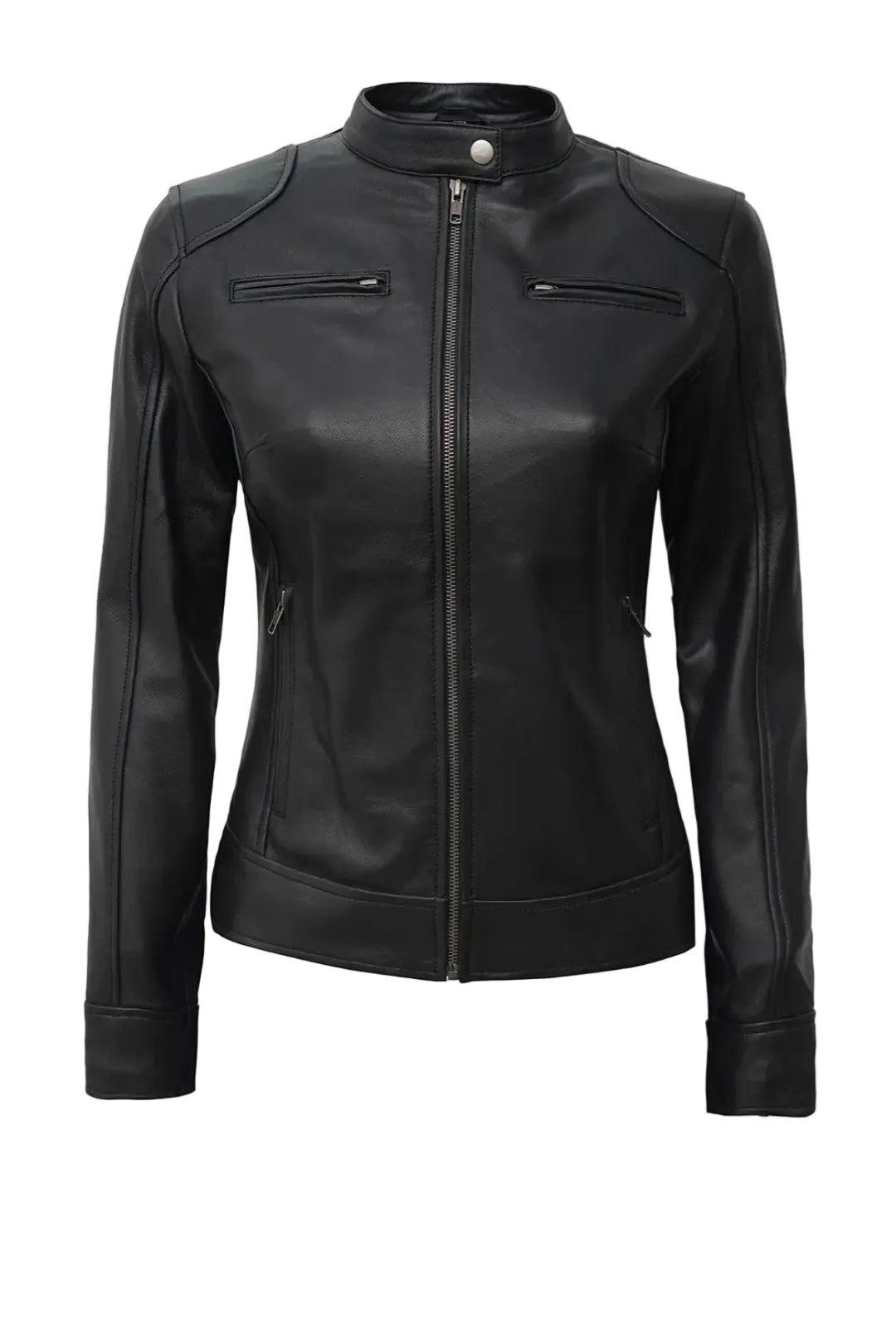 Black Slim Fit Biker Leather Jacket