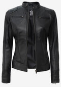 Black Slim Fit Biker Leather Jacket