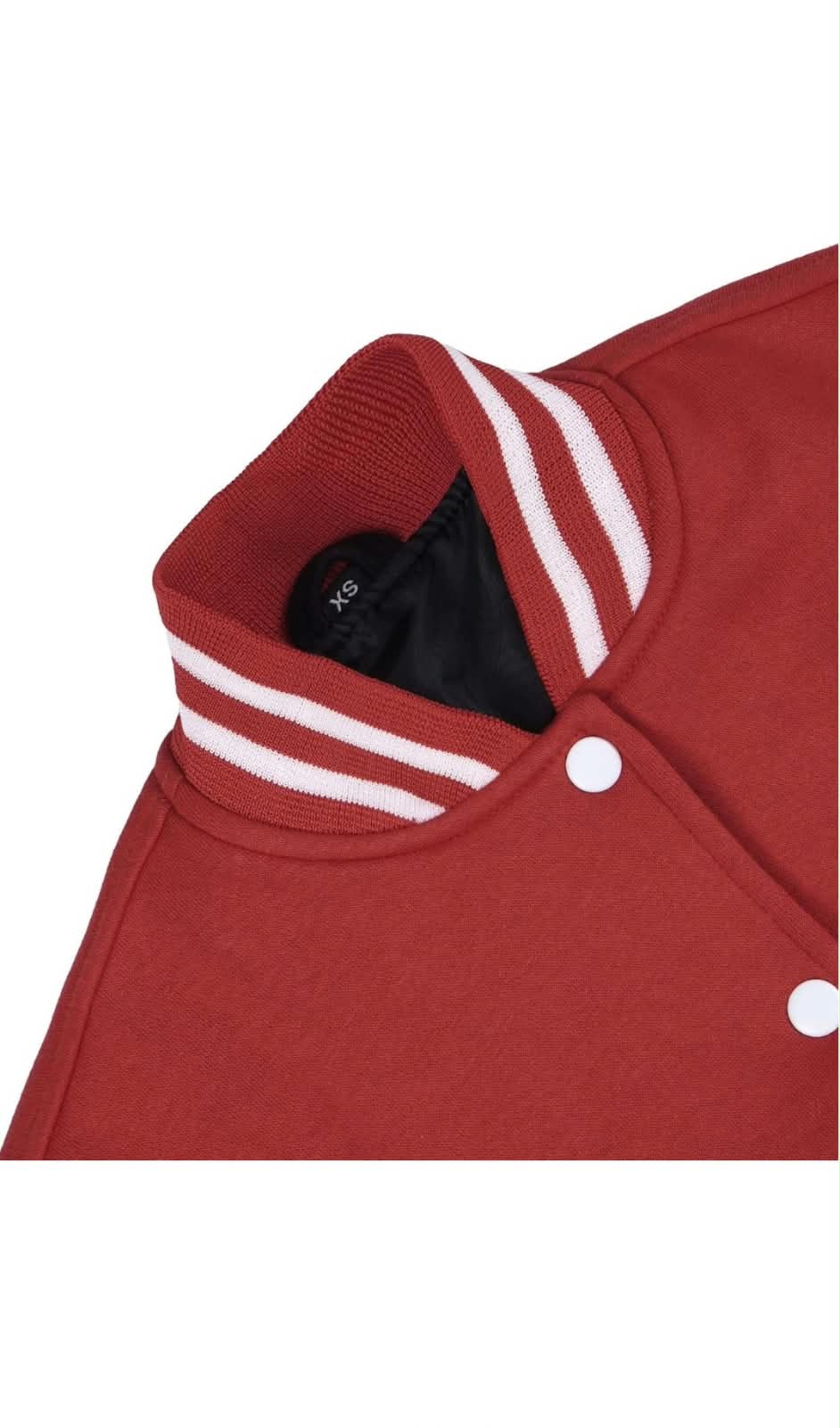 Red & White Cropped Letterman Varsity Jacket