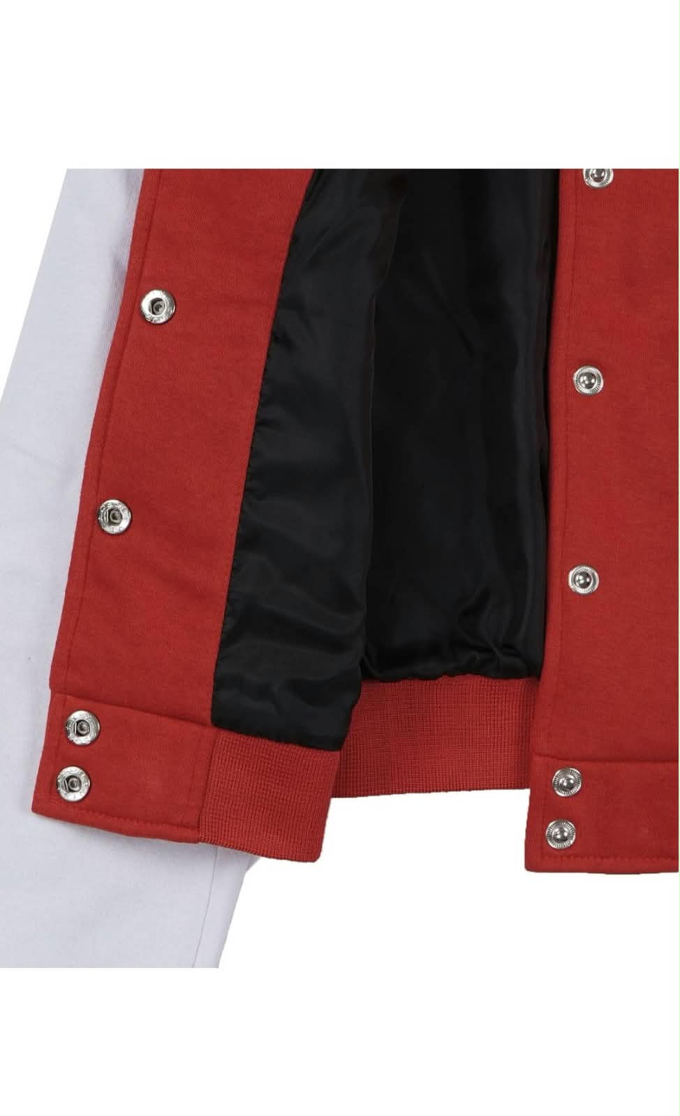 Red & White Cropped Letterman Varsity Jacket