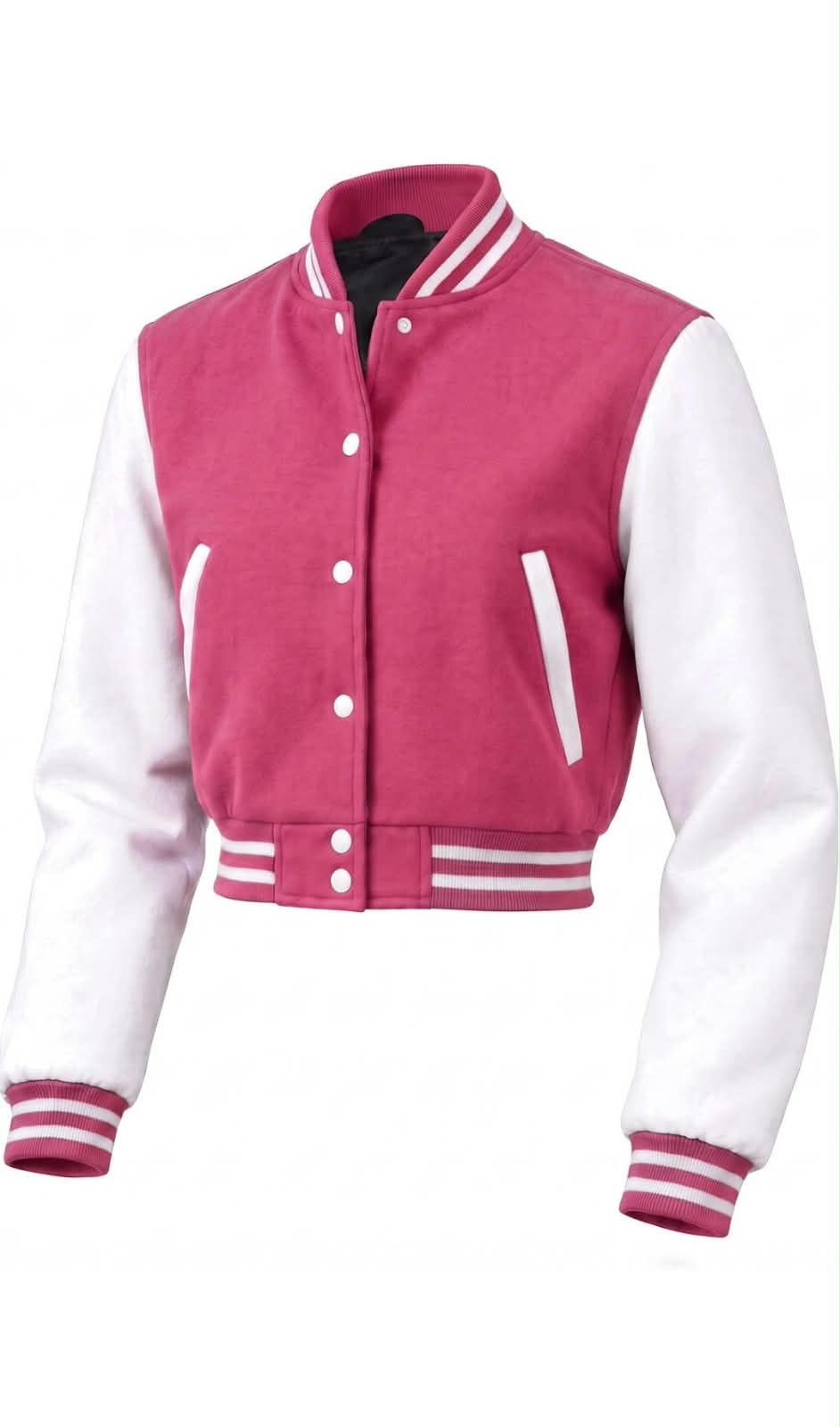 Pink & White Letterman Varsity Jacket